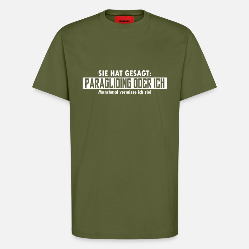 paragliding oder ich - T-Shirt - made by SPREAD - MOSS GREEN