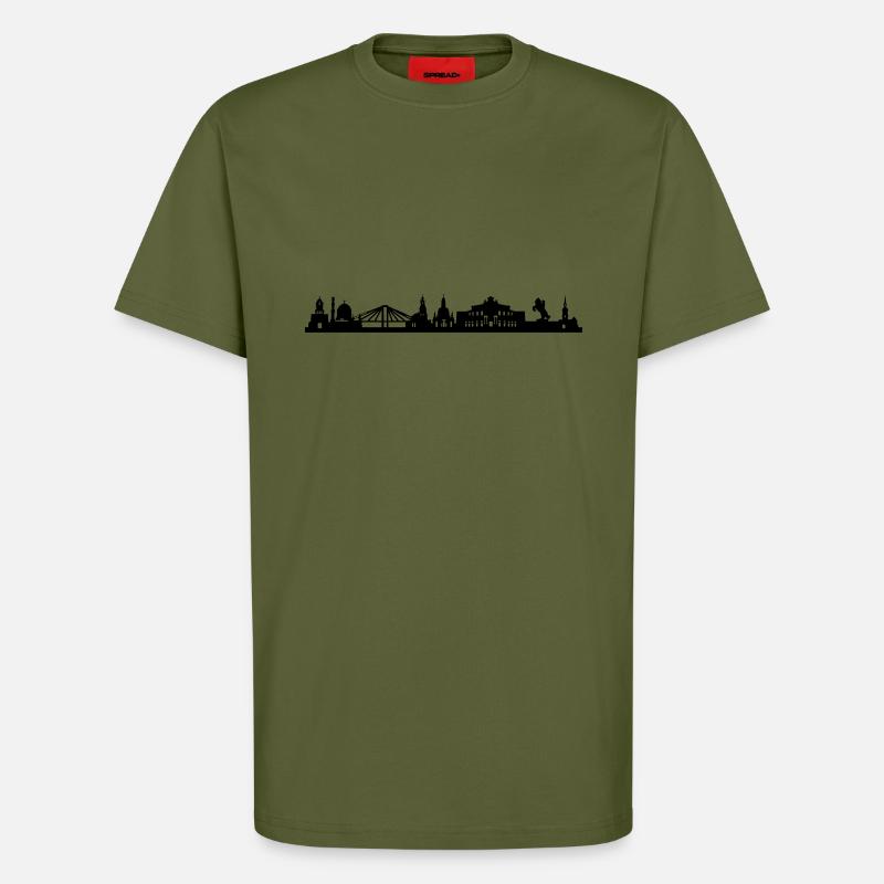 Skyline Dresden lang - T-Shirt - made by SPREAD - MOSS GREEN