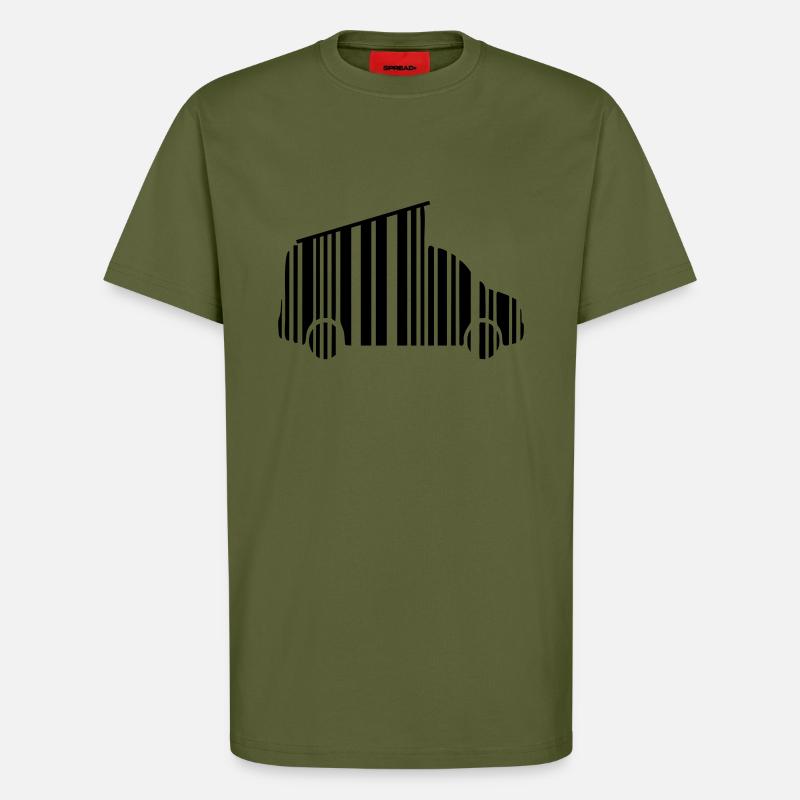 camper van dachzelt strichcode - T-Shirt - made by SPREAD - MOSS GREEN