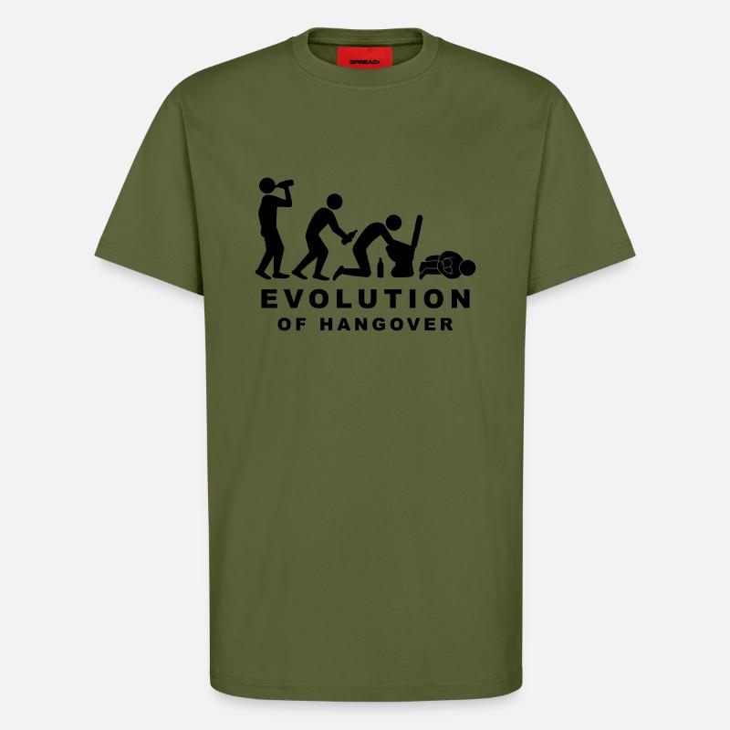 Evolution Hangover - T-shirt bio décontracté fabriqué en UE - MOSS GREEN