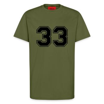 33 - T-Shirt - made by SPREAD - MOSS GREEN - Front - Alina (178cm) & Michal (187cm)