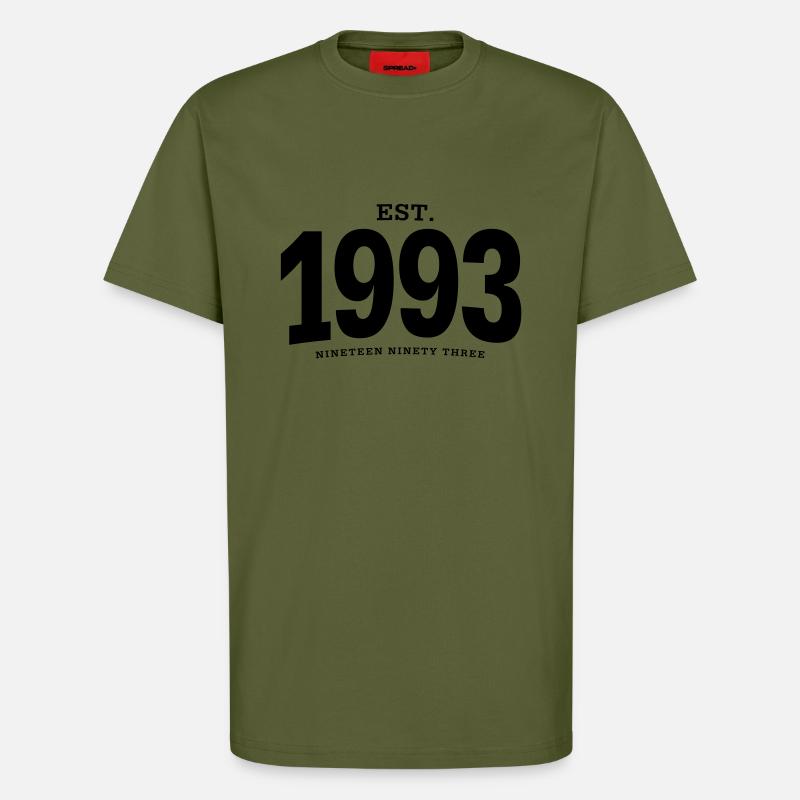 HNE. 1993 Nineteen Ninety Three - T-shirt bio décontracté fabriqué en UE - MOSS GREEN