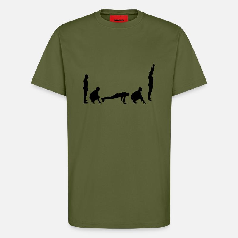 Evolution - Burpee - T-shirt bio décontracté fabriqué en UE - MOSS GREEN