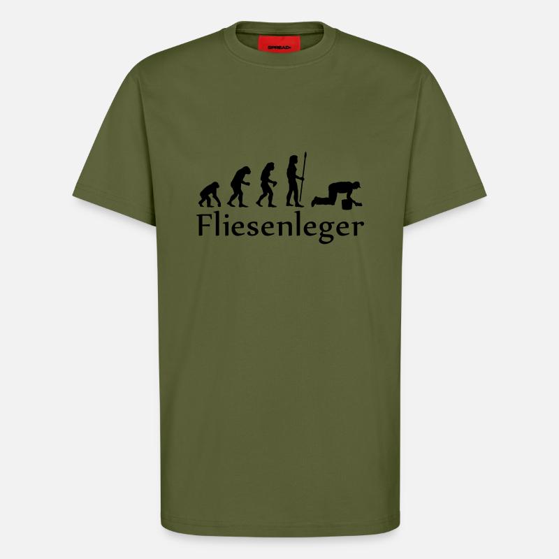 evolution_fliesenleger - T-Shirt - made by SPREAD - MOSS GREEN