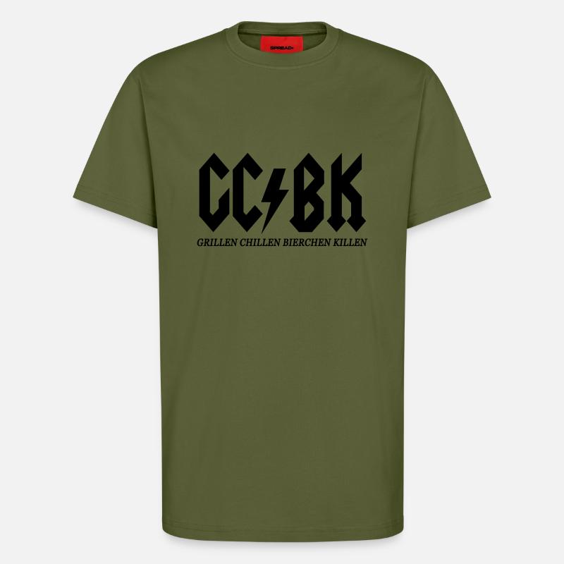 Grillen Chillen Bierchen Killen - T-Shirt - made by SPREAD - MOSS GREEN
