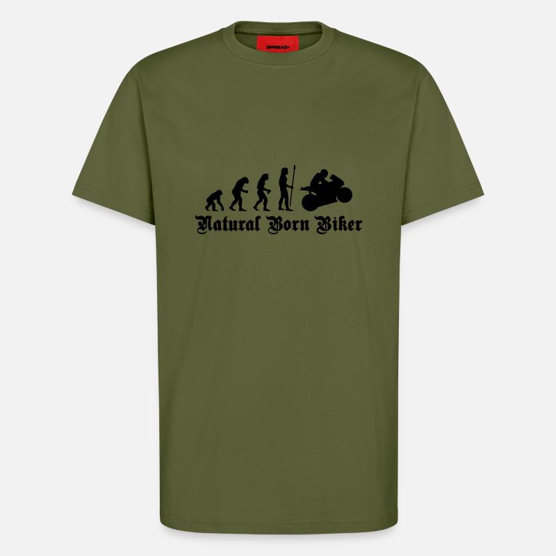 evolution_biker - T-Shirt - made by SPREAD - MOSS GREEN