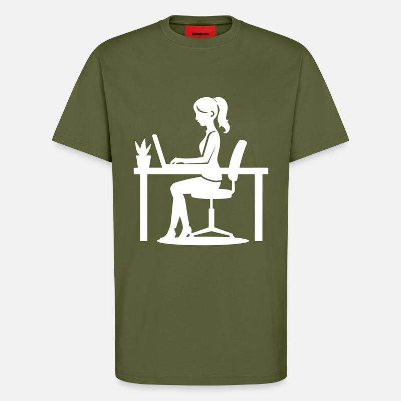 Arbeiter Frau Computer Job - T-Shirt - made by SPREAD - MOSS GREEN