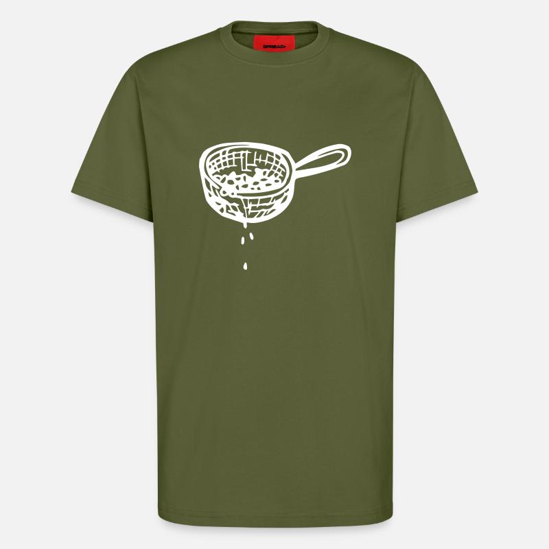 Sieb, abgießen, absieben, abseihen - T-Shirt - made by SPREAD - MOSS GREEN