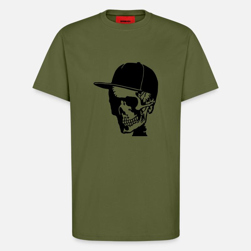 skull with cappy - T-Shirt - made by SPREAD - MOSS GREEN