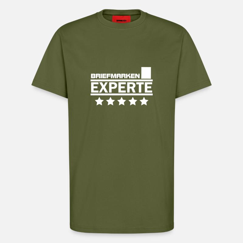 briefmarken experte - T-Shirt - made by SPREAD - MOSS GREEN