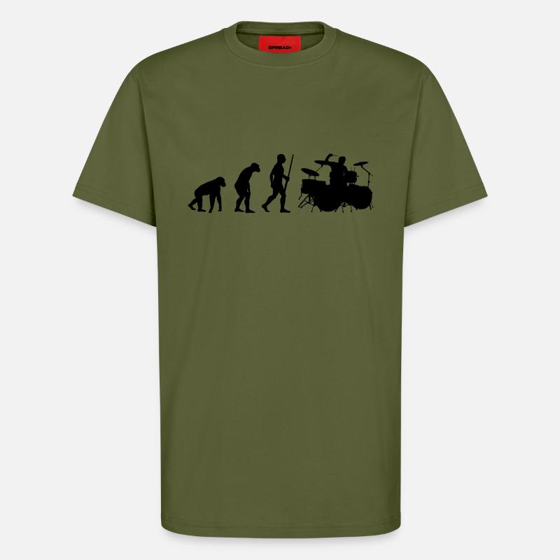 Drummer Evolution - T-Shirt - made by SPREAD - MOSS GREEN