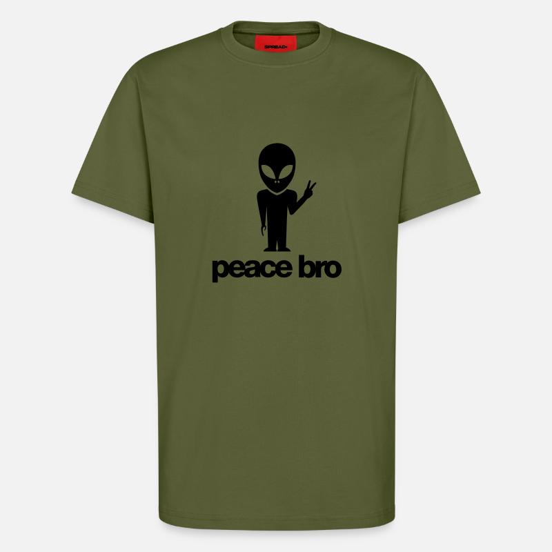 Peace bro alien - T-Shirt - made by SPREAD - MOSS GREEN