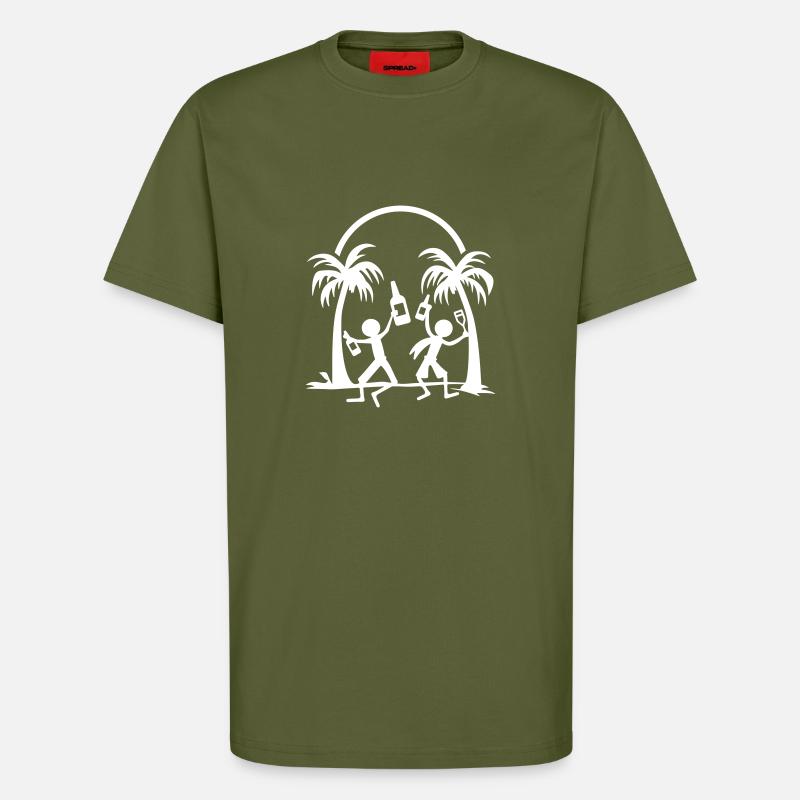 Vacances à la plage - T-shirt bio décontracté fabriqué en UE - MOSS GREEN