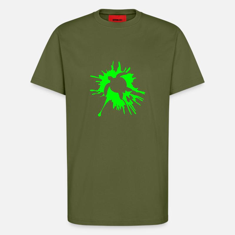 Water turtle paint splash drops - T-Shirt - made by SPREAD - MOSS GREEN