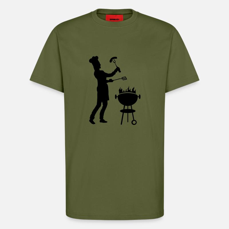 Freizeit - Mann Grill - T-Shirt - made by SPREAD - MOSS GREEN