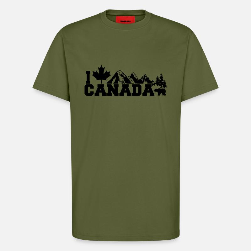 I Love Canada Leaf - T-Shirt - made by SPREAD - MOSS GREEN