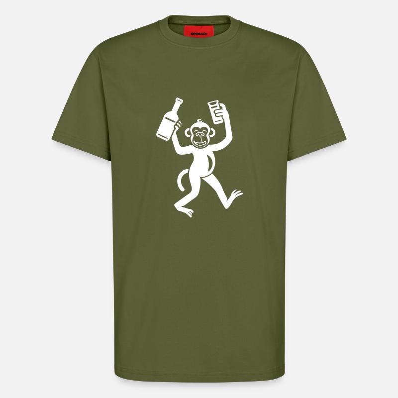 Affe Bier Lustig Junggesellenabschied - T-Shirt - made by SPREAD - MOSS GREEN