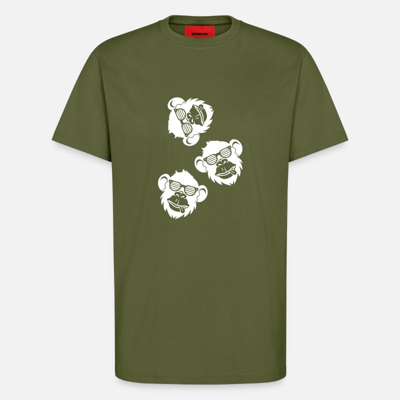 Monkey Cool Head - T-Shirt - made by SPREAD - MOSS GREEN