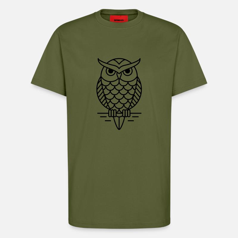 Eule Vogel Geschenk Hipster - T-Shirt - made by SPREAD - MOSS GREEN