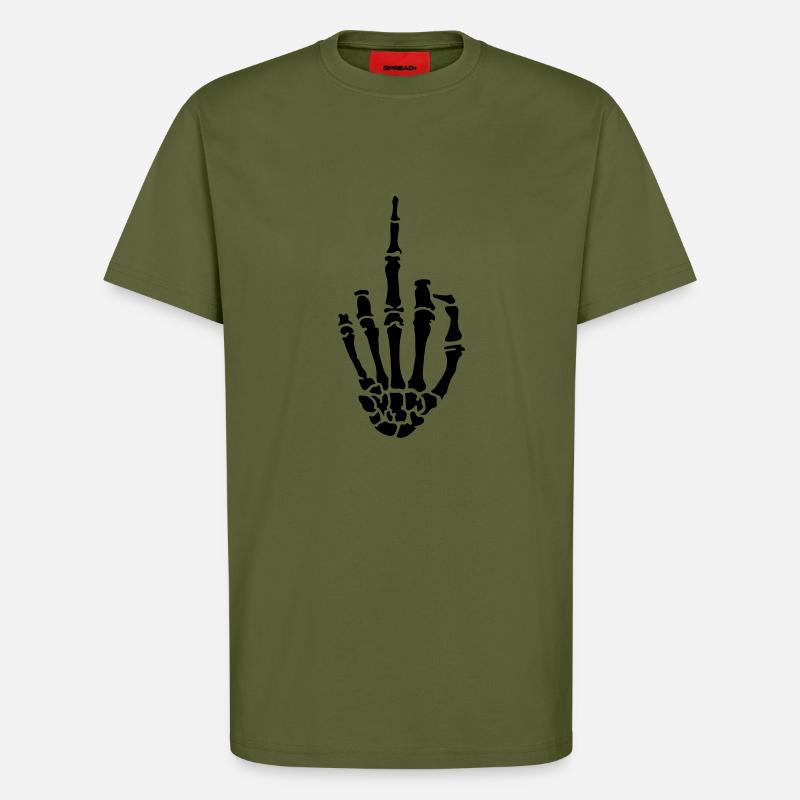 middle finger skull - T-Shirt - made by SPREAD - MOSS GREEN