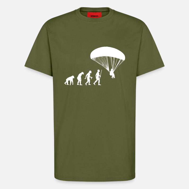 Paragliding Evolution - T-Shirt - made by SPREAD - MOSS GREEN