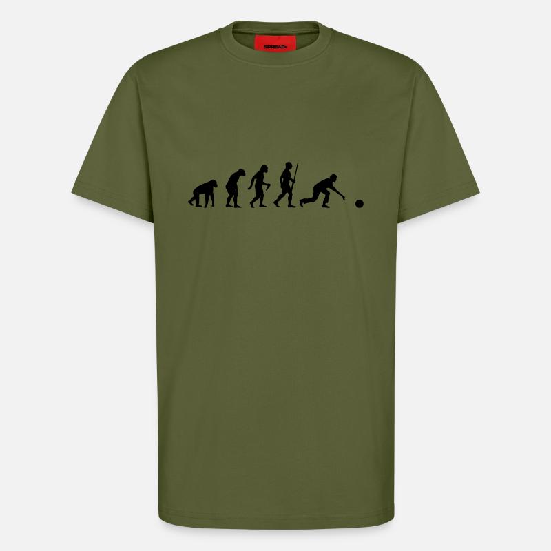 L'évolution du bowling - T-shirt bio décontracté fabriqué en UE - MOSS GREEN