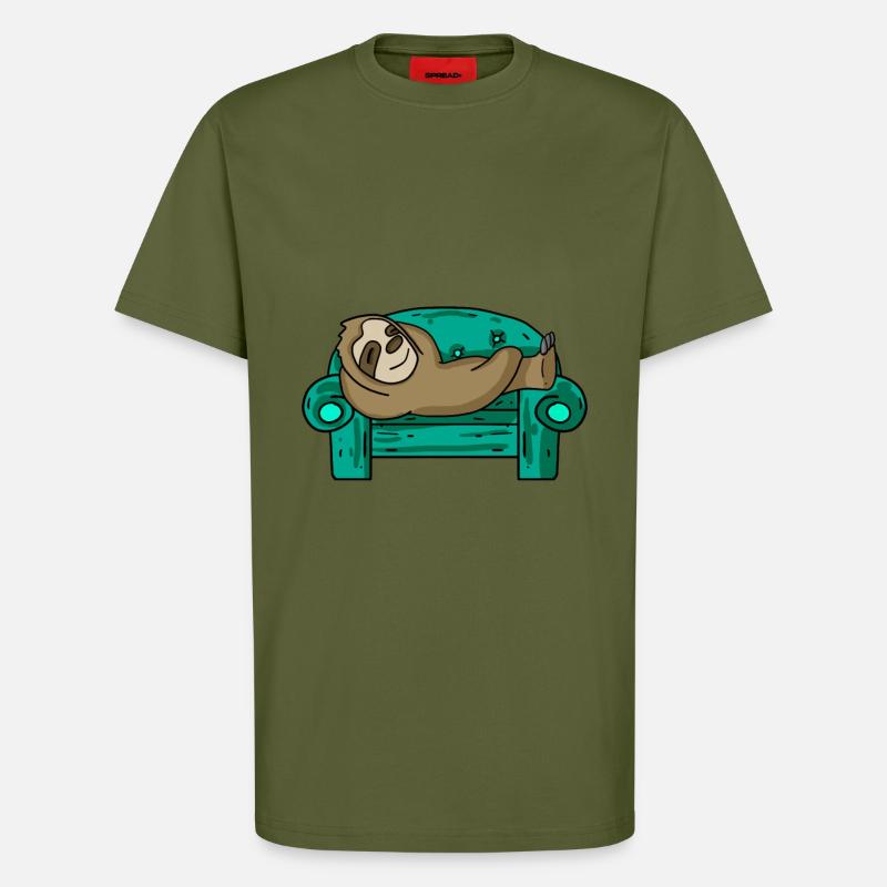 Faultier lustig auf Sofa Geschenk - T-Shirt - made by SPREAD - MOSS GREEN