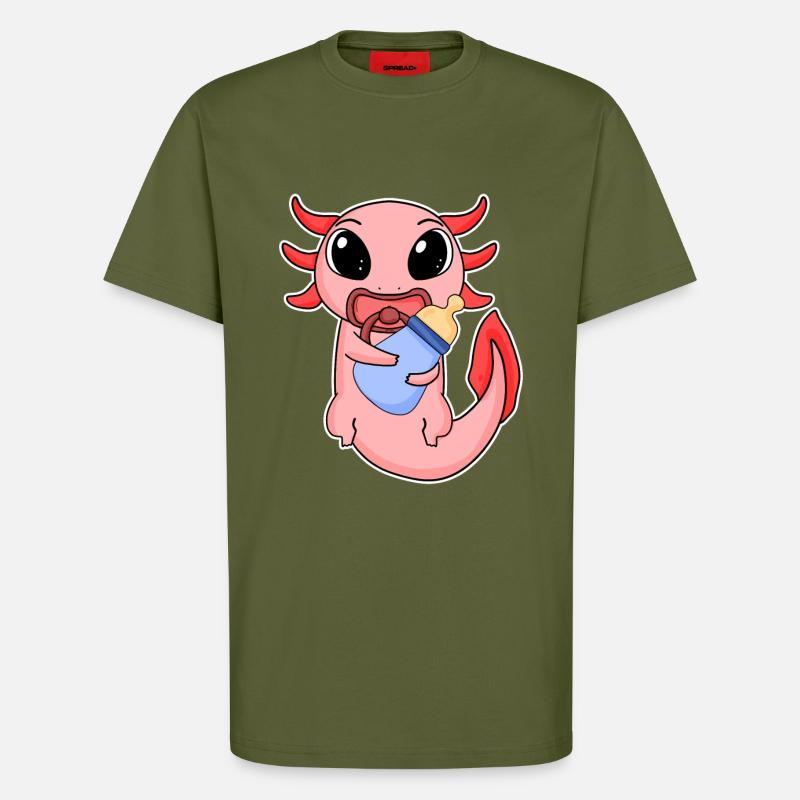 Bébé Axolotl - T-shirt bio décontracté fabriqué en UE - MOSS GREEN