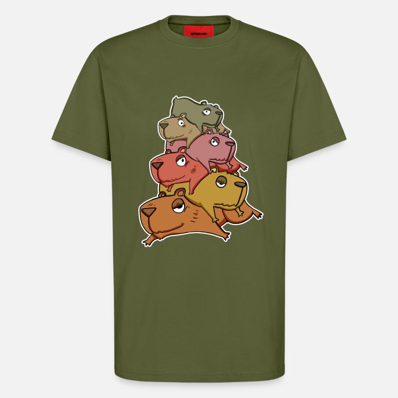 Capybara Tas de Capybara - T-shirt bio décontracté fabriqué en UE - MOSS GREEN