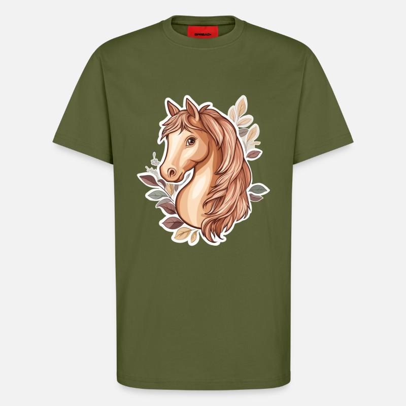 Pferd Herbstblätter - T-Shirt - made by SPREAD - MOSS GREEN