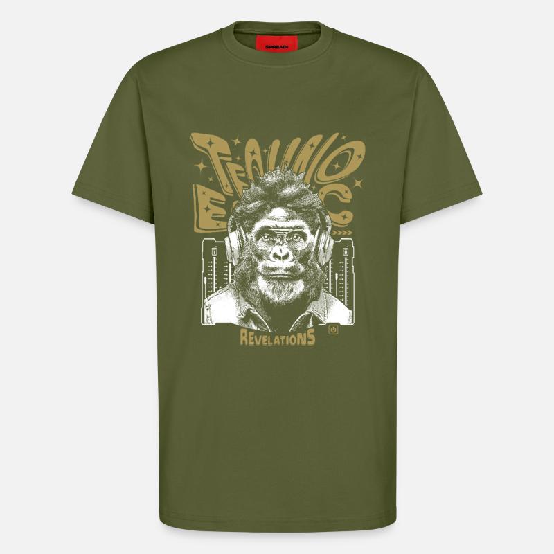 Gorilla-Shirt – Ekstase in Techno-Welten - T-Shirt - made by SPREAD - MOSS GREEN