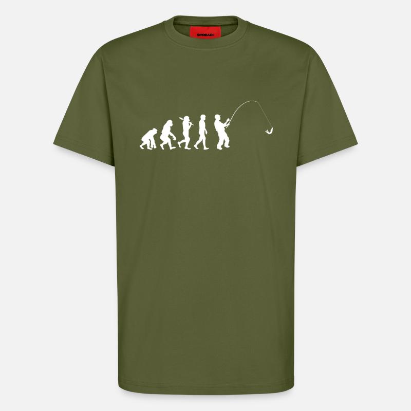 Angler Evolution Geschenkidee - T-Shirt - made by SPREAD - MOSS GREEN