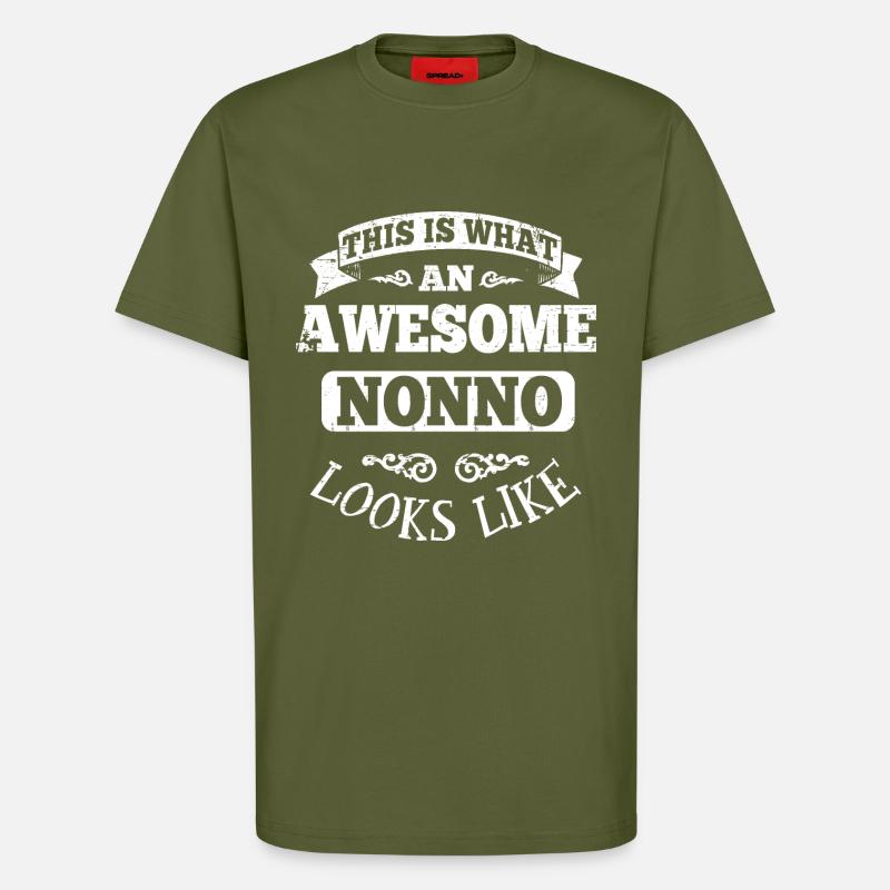 awesome nonno - T-shirt bio décontracté fabriqué en UE - MOSS GREEN