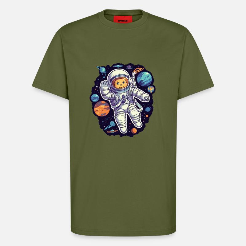 Katze Space Astronaut - T-Shirt - made by SPREAD - MOSS GREEN