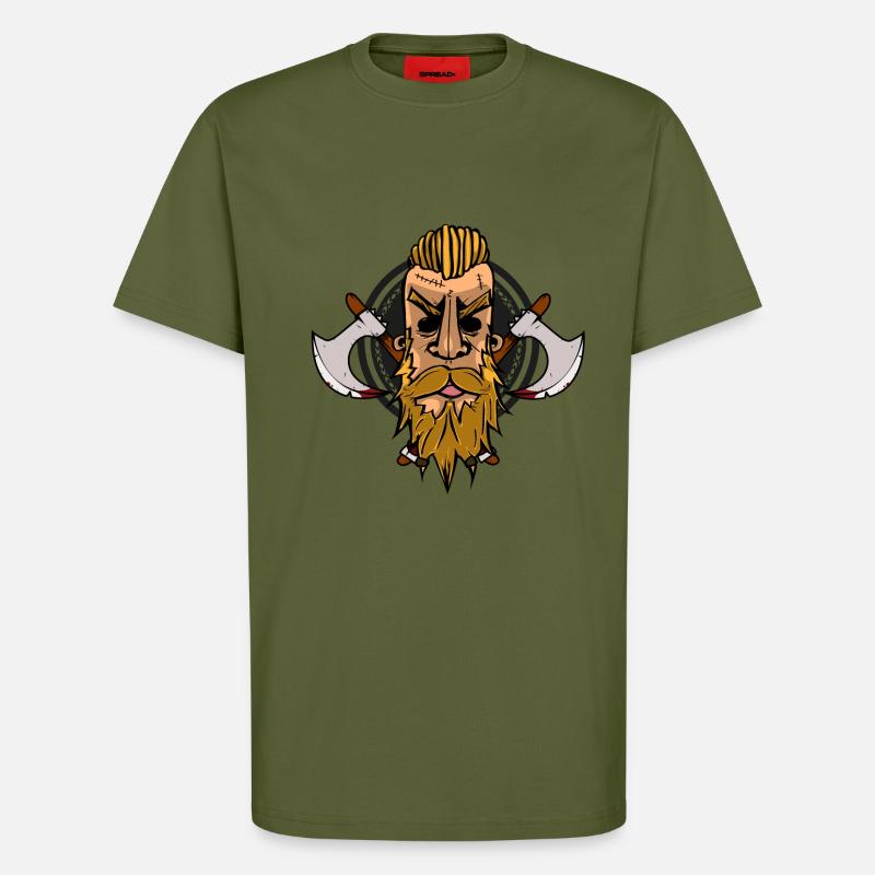 Vicking head - T-Shirt - made by SPREAD - MOSS GREEN