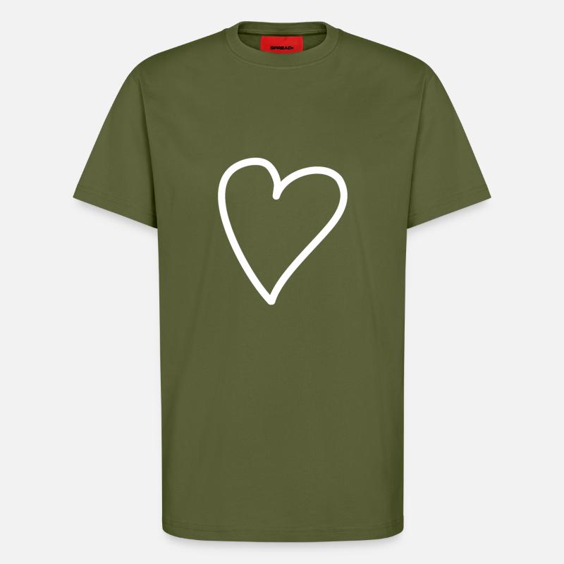 Herz Freihand weiß - T-Shirt - made by SPREAD - MOSS GREEN