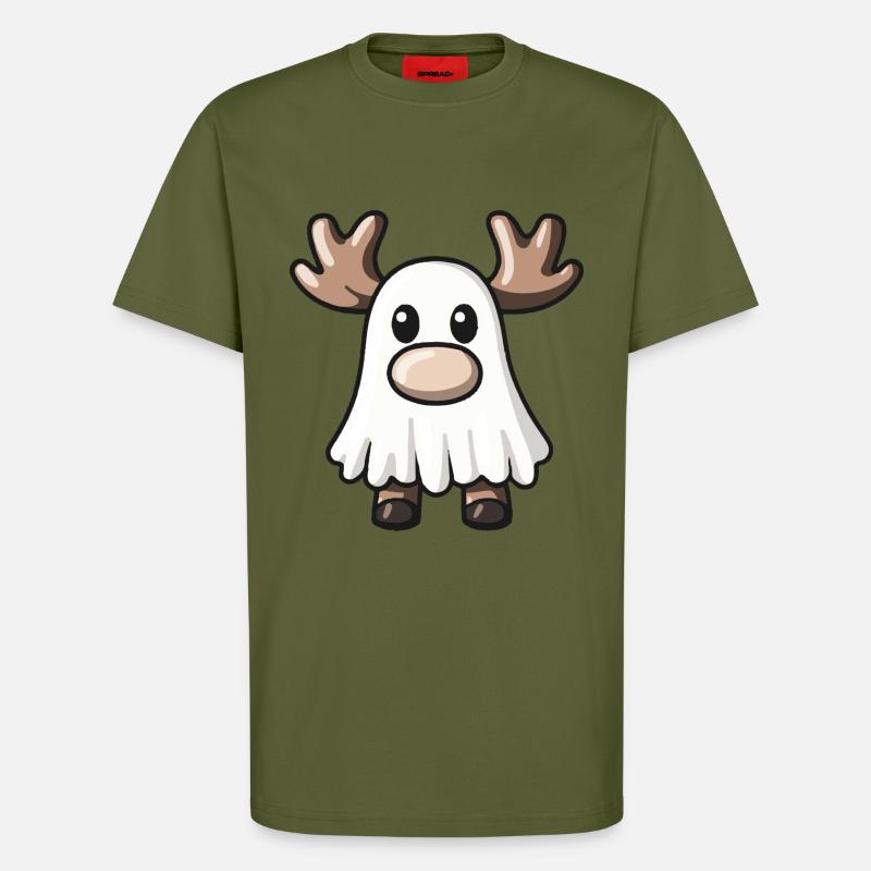 Elch Halloween Comic Geist - T-Shirt - made by SPREAD - MOSS GREEN