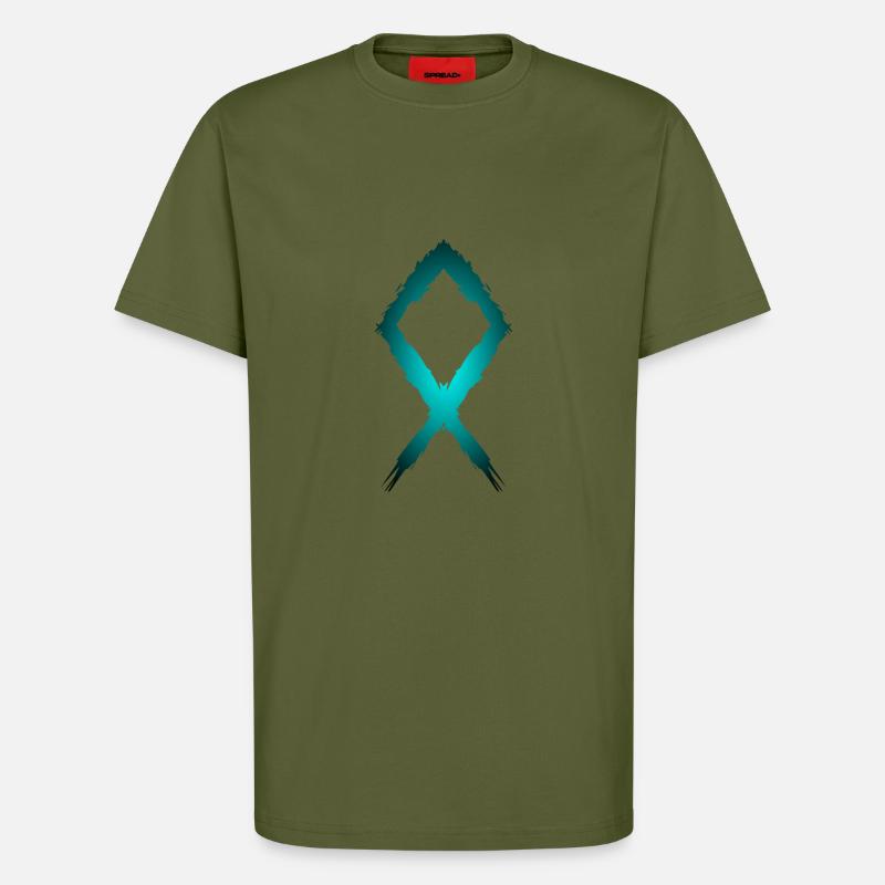 Symbole de rune d'Othila - T-shirt bio décontracté fabriqué en UE - MOSS GREEN