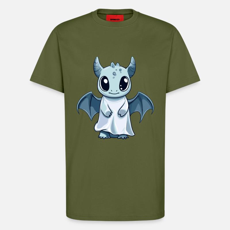 Dragon Halloween Comic Ghost - T-Shirt - made by SPREAD - MOSS GREEN