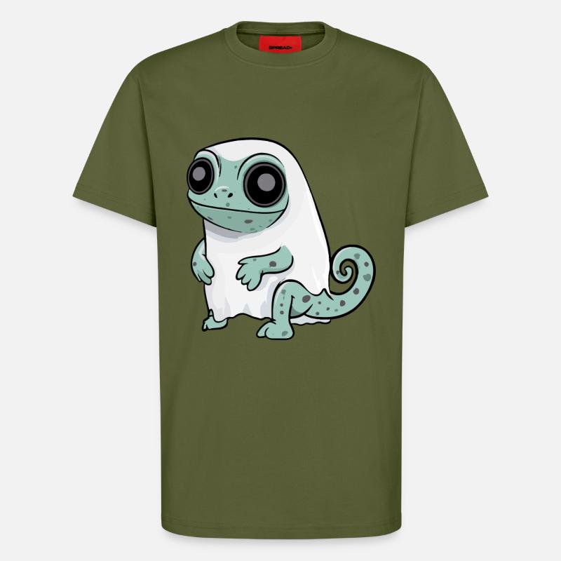Chameleon Halloween Comic Ghost - T-Shirt - made by SPREAD - MOSS GREEN