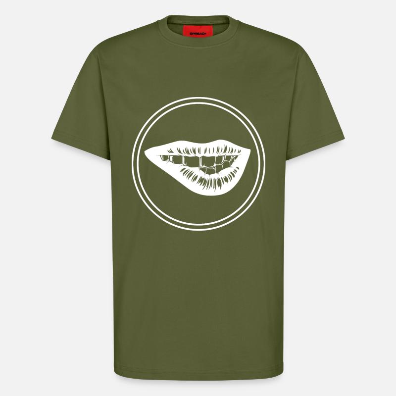 Lèvres symbole Beauté - T-shirt bio décontracté fabriqué en UE - MOSS GREEN