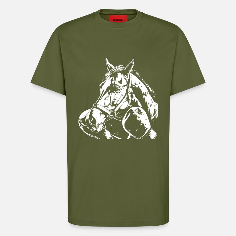 Cheval Boxe Combattant MMA - T-shirt bio décontracté fabriqué en UE - MOSS GREEN