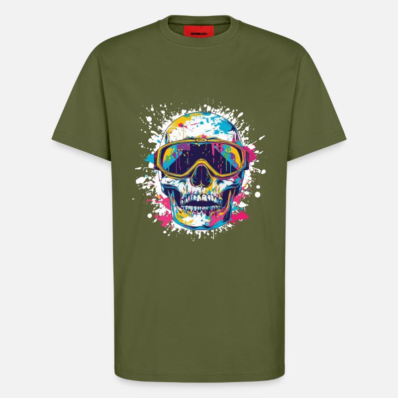 Skull Ski Lunettes de ski - T-shirt bio décontracté fabriqué en UE - MOSS GREEN