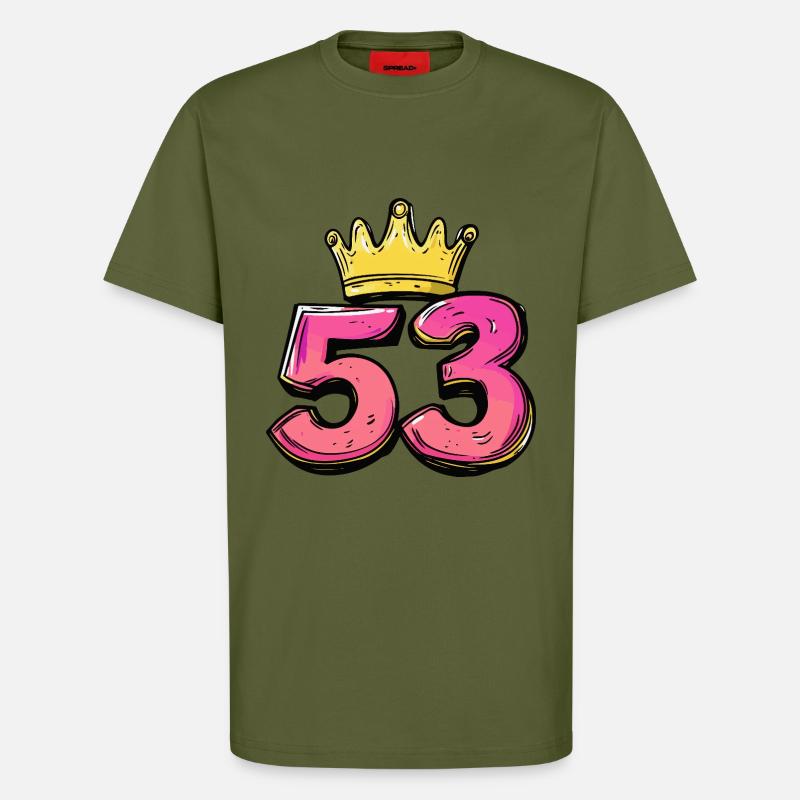 Couronne à 53 chiffres - T-shirt bio décontracté fabriqué en UE - MOSS GREEN