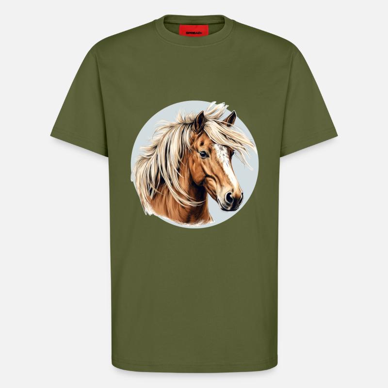 Haflinger Pferd - T-Shirt - made by SPREAD - MOSS GREEN