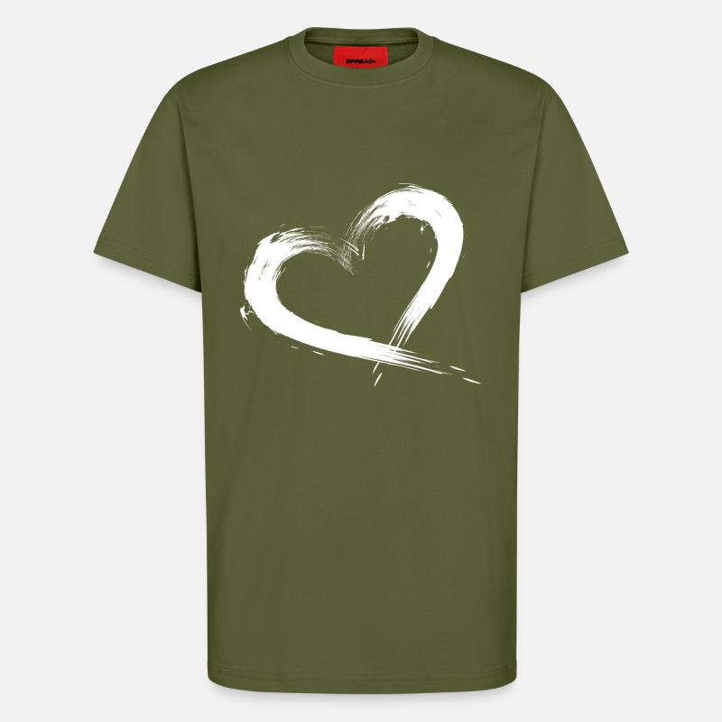 Coeur - T-shirt bio décontracté fabriqué en UE - MOSS GREEN