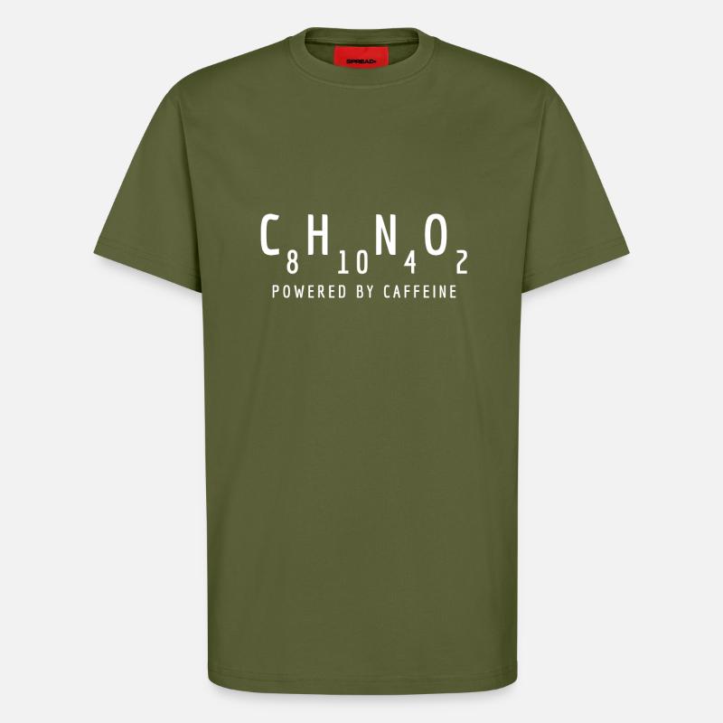 Powered by Caffeine: C8H10N4O2 - T-Shirt - made by SPREAD - MOSS GREEN