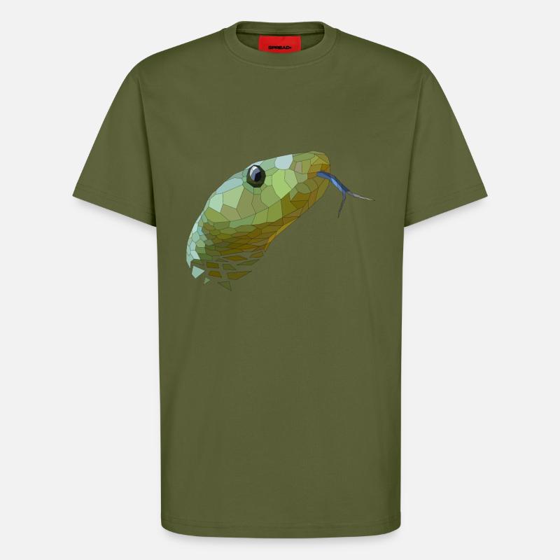 Schlange geometrisch Low Poly - T-Shirt - made by SPREAD - MOSS GREEN