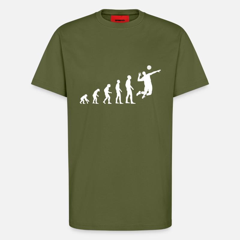 Evolution du volleyball - T-shirt bio décontracté fabriqué en UE - MOSS GREEN