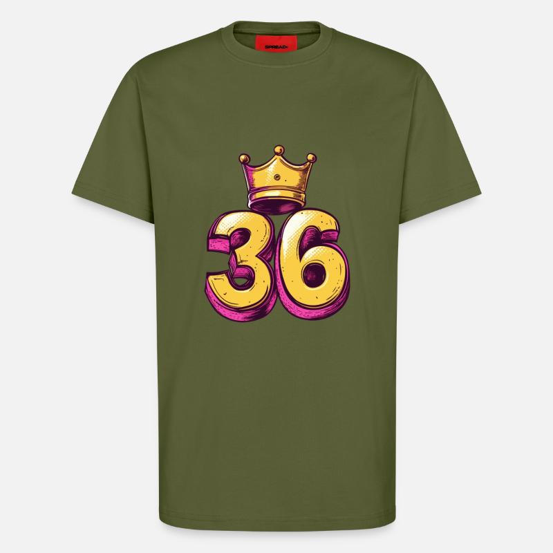 Couronne à 36 chiffres - T-shirt bio décontracté fabriqué en UE - MOSS GREEN
